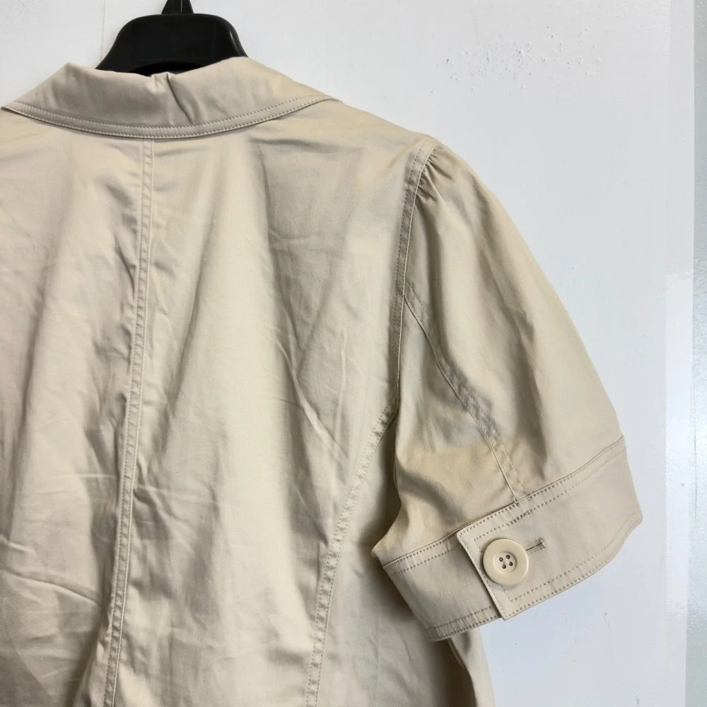 Lane Bryant Khaki Tan Short Sleeve Blazer Jacket Plus Size 18/20W Cotton Blend